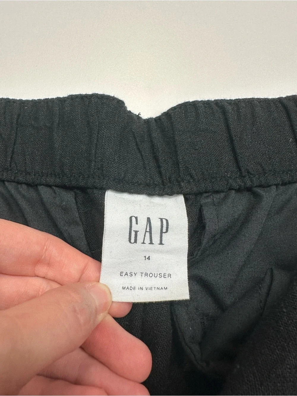 GAP Black Wide-Leg Linen Blend High-Rise Easy Trousers Pleated Pants Size 14